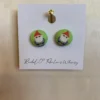 Rachel O's -Lawn Gnome Fabric Button Earrings