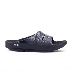 Oofos OOahh Luxe Slide | Black Snake Women's