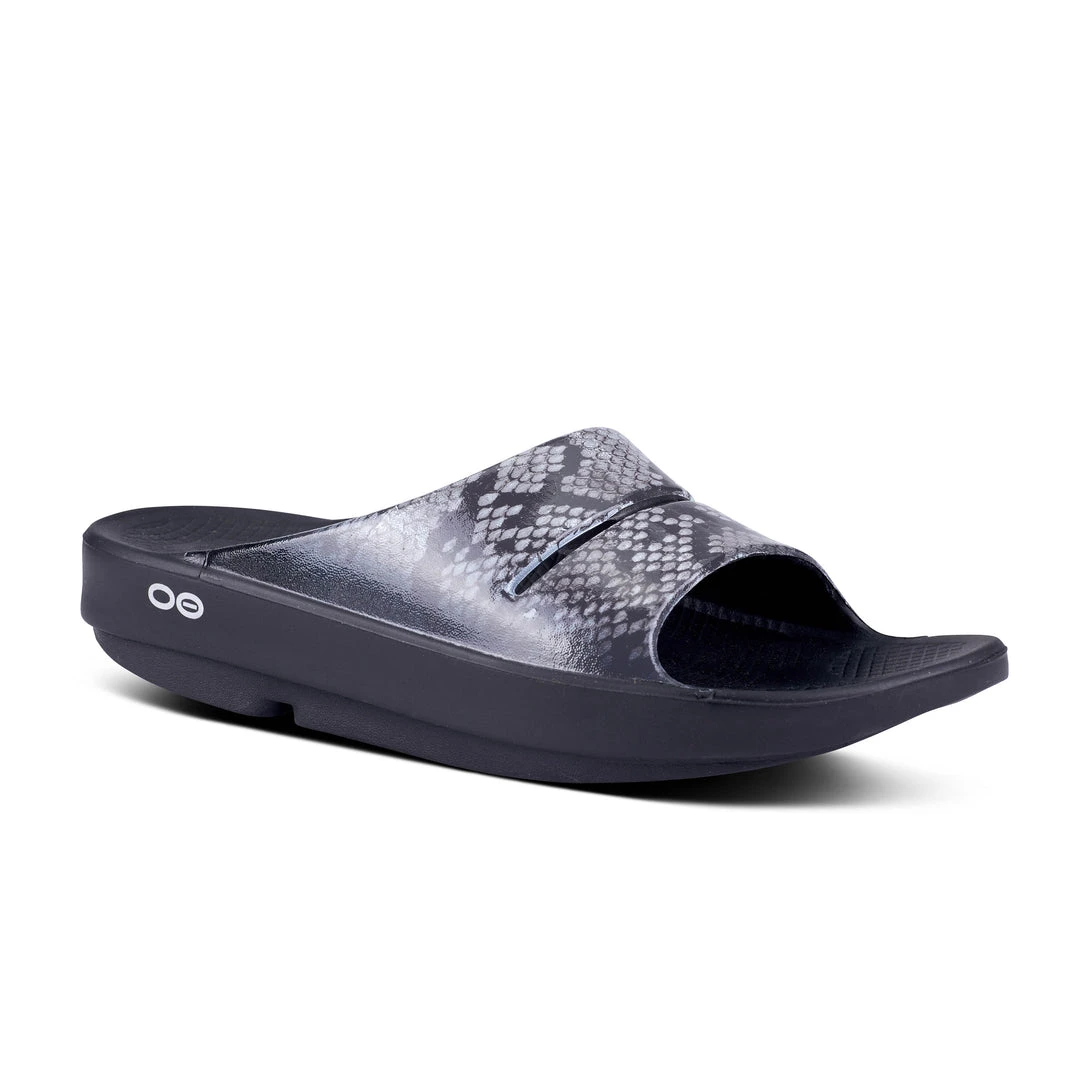 Oofos OOahh Luxe Slide | Black Snake Women's 3 Oofos OOahh Luxe Slide | Black Snake Women's