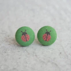 Rachel O's - Ladybug Fabric Button Earrings Jewelry