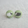 Rachel O's - Two Sheep Fabric Button Earrings Jewelry 1 Rachel O's - Two Sheep Fabric Button Earrings Jewelry