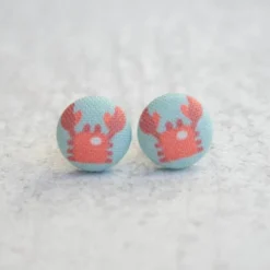 Jewelry Rachel O's - Crabs Fabric Button Earrings