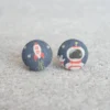 Jewelry Rachel O's - Space Man Fabric Button Earrings