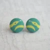 Rachel O's - Green Snakes Fabric Button Earrings