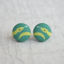 Rachel O's - Green Snakes Fabric Button Earrings