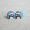 Rachel O's - Santa Penguins Fabric Covered Button Earrings