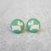 Jewelry Rachel O's - Westie Fabric Button Earrings 1 Jewelry Rachel O's - Westie Fabric Button Earrings