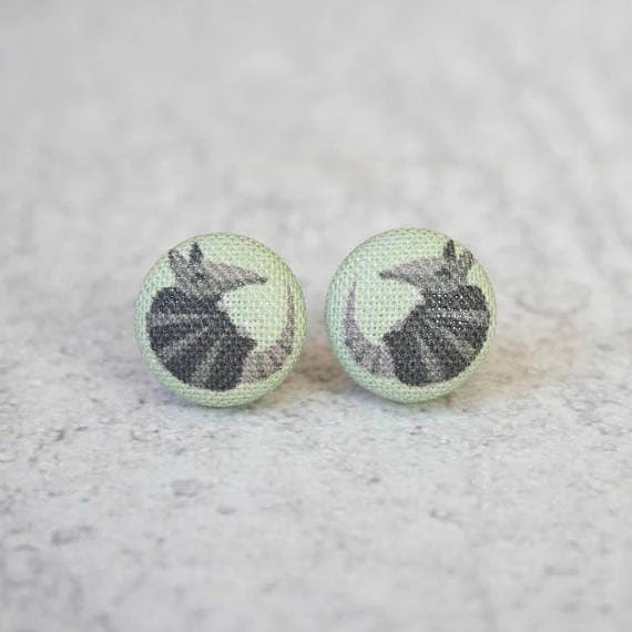 Jewelry Rachel O's - Armadillo Fabric Button Earrings 3 Jewelry Rachel O's - Armadillo Fabric Button Earrings