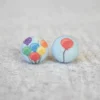 Rachel O's - Balloons Fabric Button Earrings 1 Rachel O's - Balloons Fabric Button Earrings