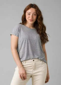 Prana Women's Cozy Up Tee | Heather Grey Tops