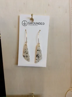 Grounded Ceramics Black Splattered Triangle Earring Jewelry