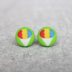 Rachel O's - Snow Cone Fabric Button Earrings Jewelry