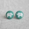 Rachel O's - Elephant Parade Fabric Button Earrings Jewelry 2 Rachel O's - Elephant Parade Fabric Button Earrings Jewelry