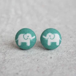 Rachel O's - Elephant Parade Fabric Button Earrings Jewelry
