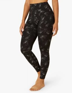 Bottoms Beyond Yoga High Waisted Midi | Black-Silver Dizzy