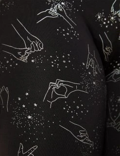 Bottoms Beyond Yoga High Waisted Midi | Black-Silver Dizzy