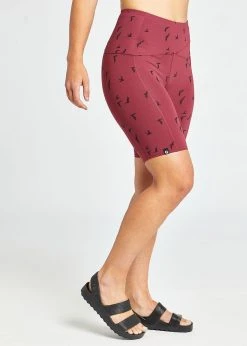 Oiselle Bottoms Long Power Pocket Shorts | Crimson Bird Print