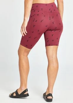 Oiselle Bottoms Long Power Pocket Shorts | Crimson Bird Print 8 Oiselle Bottoms Long Power Pocket Shorts | Crimson Bird Print