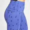 Oiselle Bottoms Long Power Pocket Shorts | Lapis Bird Print