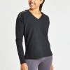 Oiselle Lux V-Neck Long Sleeve | Black/Black Tops 2 Oiselle Lux V-Neck Long Sleeve | Black/Black Tops