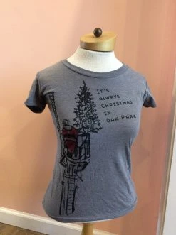 Lively Athletics Tops It's Always Christmas In Oak Park Tee | Heather Gray