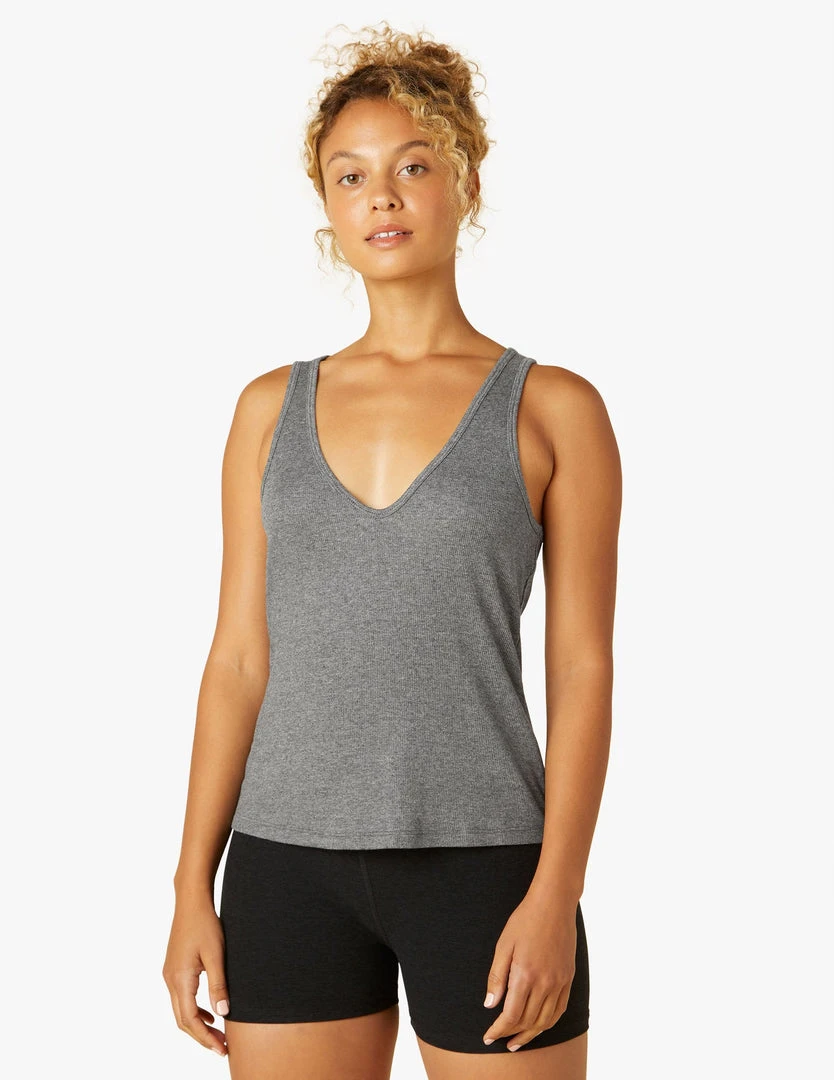 Beyond Yoga Women's Take The Plunge Tank | Mid-Heather Gray 3 Beyond Yoga Women's Take The Plunge Tank | Mid-Heather Gray