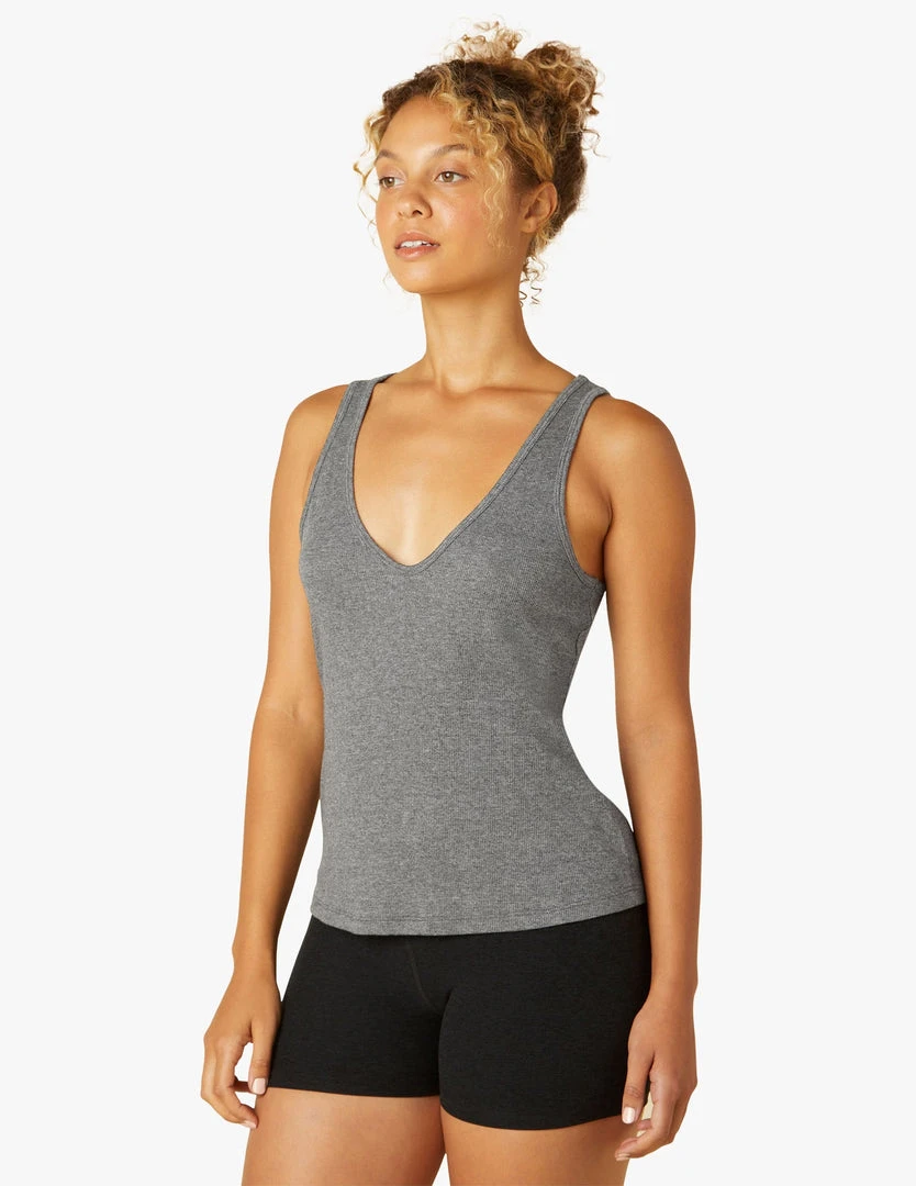 Beyond Yoga Women's Take The Plunge Tank | Mid-Heather Gray 4 Beyond Yoga Women's Take The Plunge Tank | Mid-Heather Gray