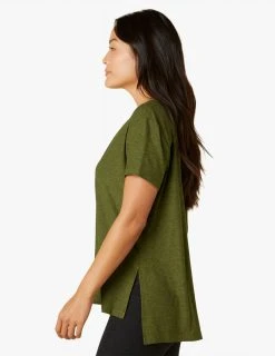 Beyond Yoga Tops Women's Split Long Tee | Olive Heather 8 Beyond Yoga Tops Women's Split Long Tee | Olive Heather