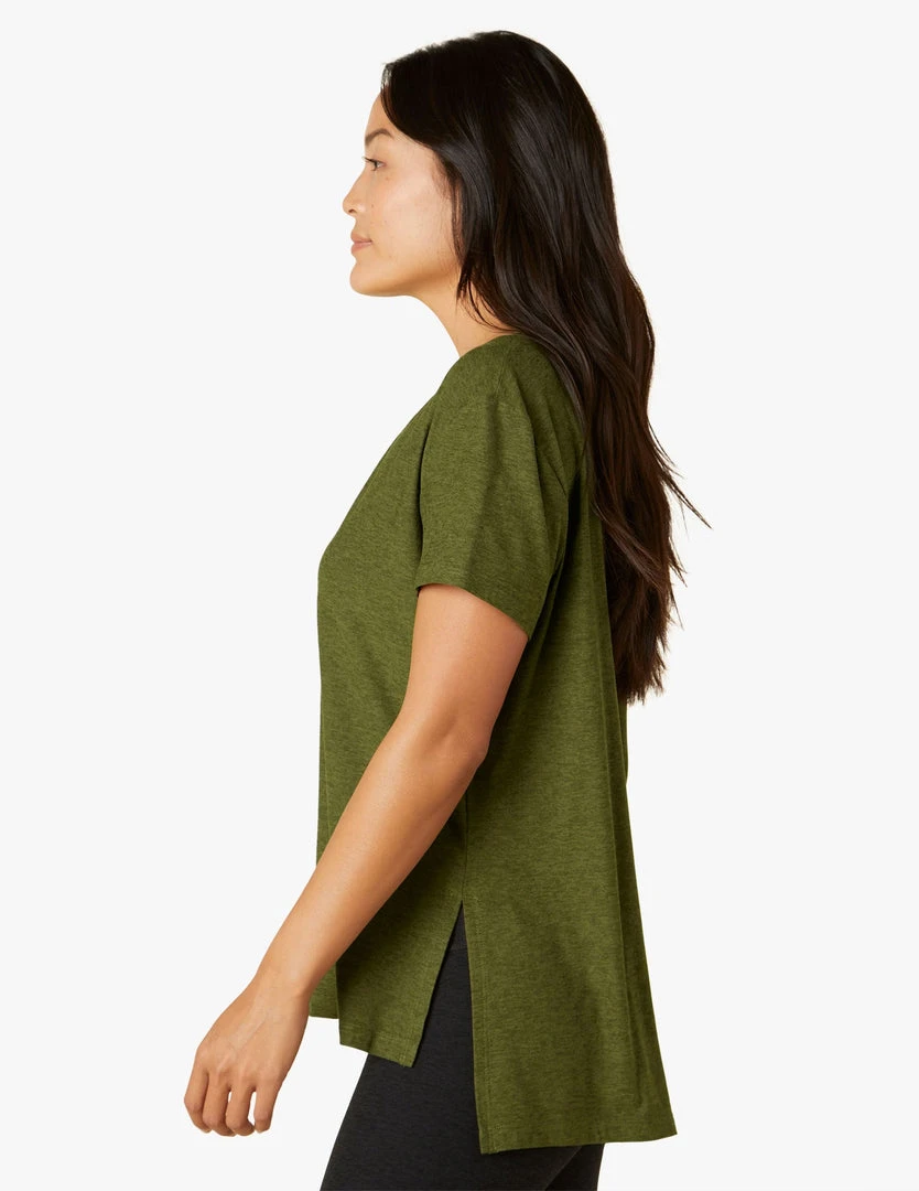 Beyond Yoga Tops Women's Split Long Tee | Olive Heather 5 Beyond Yoga Tops Women's Split Long Tee | Olive Heather
