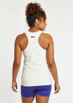 Oiselle Lux Long Tank | Silver/White
