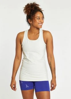 Oiselle Lux Long Tank | Silver/White