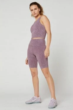 MPG Bottoms Women's Freya High-Waisted Biker Short | Washed Black Plum