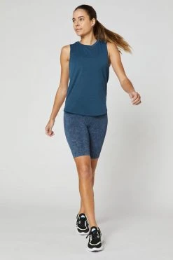 MPG Women's Freya High-Waisted Biker Short | Washed Teal Bottoms