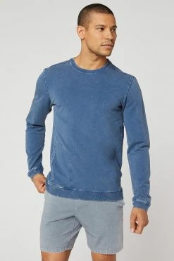MPG Men's Mason Crew Neck Sweatshirt | Distressed Indigo