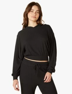 Beyond Yoga So Chic Cropped Hoodie | Black Tops