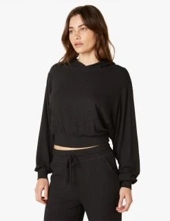 Beyond Yoga So Chic Cropped Hoodie | Black Tops