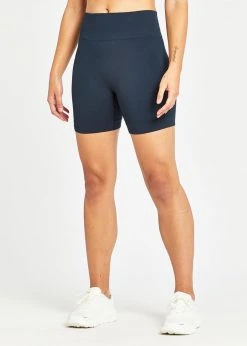 Oiselle Bottoms Women's Long Ribbed Shorts | Ink Blue
