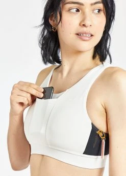 Oiselle Women's Pockito Bra | White Bras & Undies