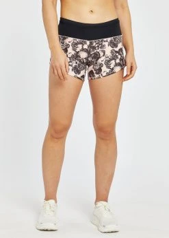 Oiselle Women's Toolbelt Roga Shorts | Rose Botanical Print Bottoms