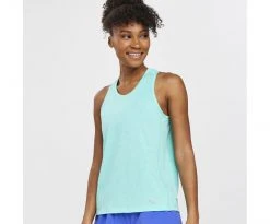 Saucony Tops Women's Stopwatch Singlet | Cool Mint Heather