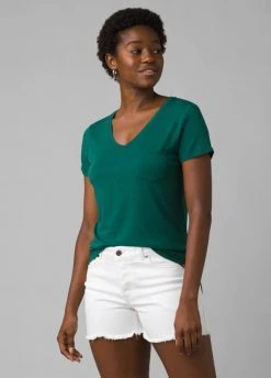 Prana Tops Women's Foundation V-Neck Tee | Deep Pine Heather