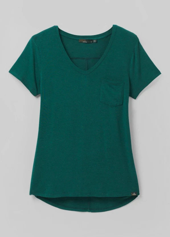 Prana Tops Women's Foundation V-Neck Tee | Deep Pine Heather 6 Prana Tops Women's Foundation V-Neck Tee | Deep Pine Heather