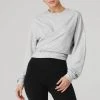 Alo Tops Women's Dreamy Wrap Pullover | Athletic Heather Grey 1 Alo Tops Women's Dreamy Wrap Pullover | Athletic Heather Grey