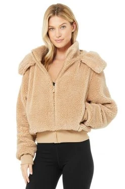 Alo Outerwear Women's Foxy Sherpa Jacket | Camel