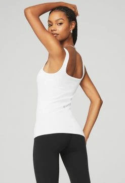 Alo Women's Ribbed Minimalist Tank | White Tops