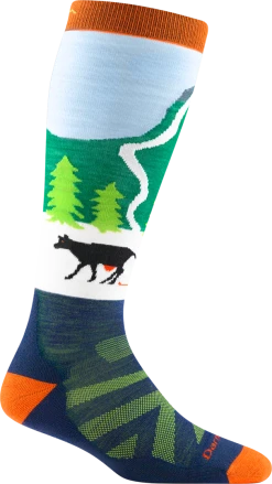 Darn Tough Kids OTC Midweight | Pow Cow Green Socks