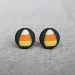 Jewelry Rachel O's - Candy Corn Fabric Button Earrings