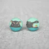 Rachel O's - Hippo Fabric Button Earrings