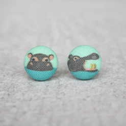 Rachel O's - Hippo Fabric Button Earrings