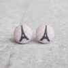 Rachel O's - Eiffel Tower Fabric Button Earrings Jewelry